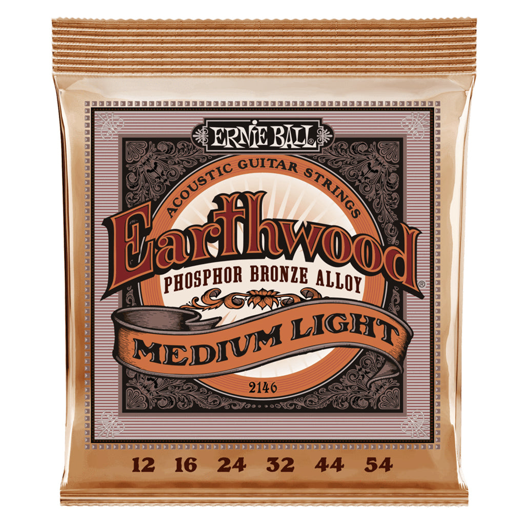 Ernie Ball E2146 Earthwood Phosphor Bronze Medium Light 12 54 Acoustic Guitar Strings Guitar Strings P02146