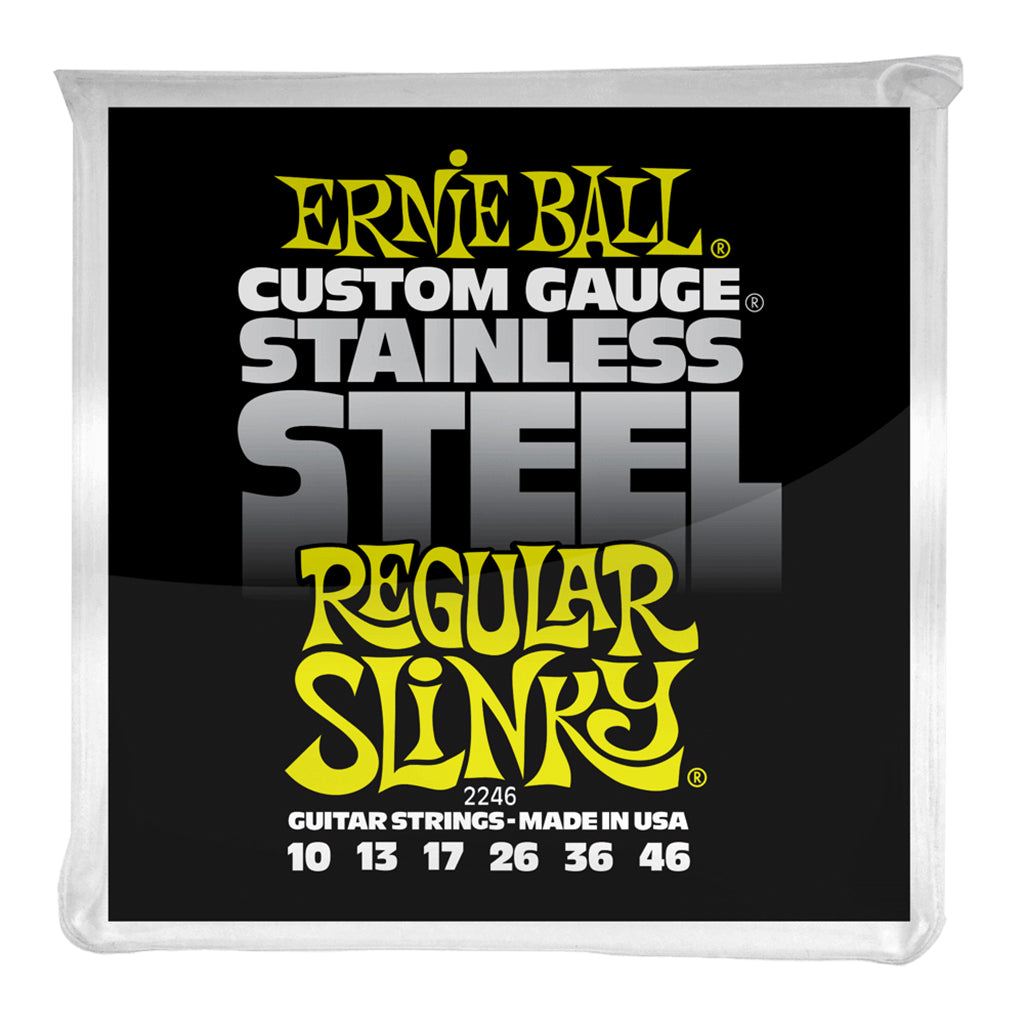 Ernie Ball E2246 - Custom Gauge Stainless Steel Regular Slinky 10-46 Electric Guitar Strings