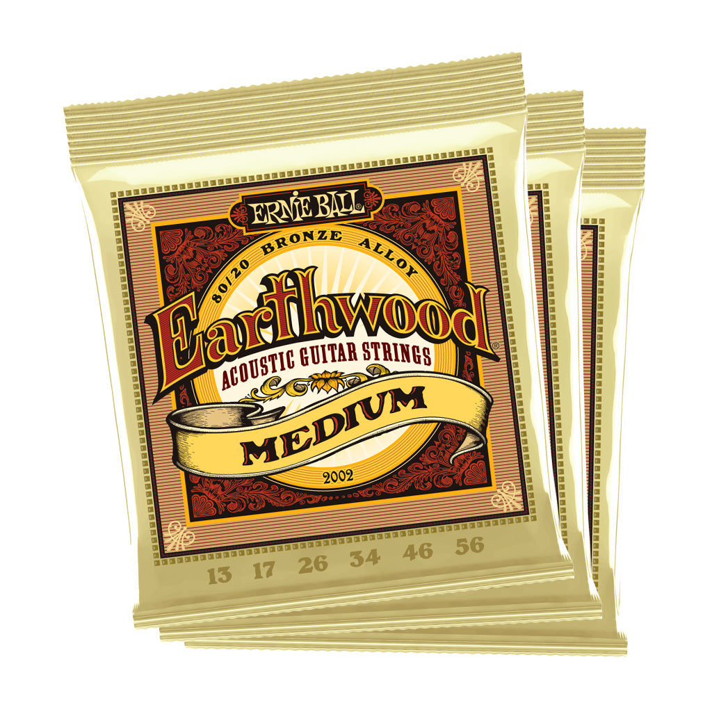 Ernie Ball Earthwood Medium 8020 Bronze 13 56 Acoustic Guitar Strings 3 Pack