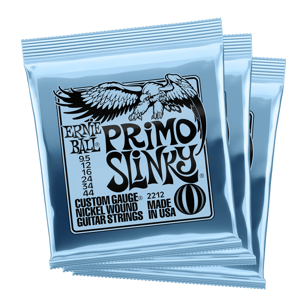 Ernie Ball Primo Slinky Nickel Wound 9.5 44 Electric Guitar Strings 3 Pack