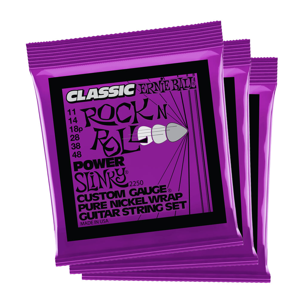 Ernie Ball Power Slinky Classic Rock N Roll Pure Nickel 11 48 Electric Guitar Strings 3 Pack