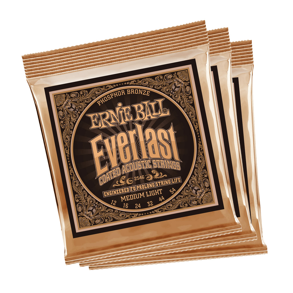 Ernie Ball Earthwood Medium Light Phosphor Bronze 12 54 Acoustic Guitar Strings 3 Pack