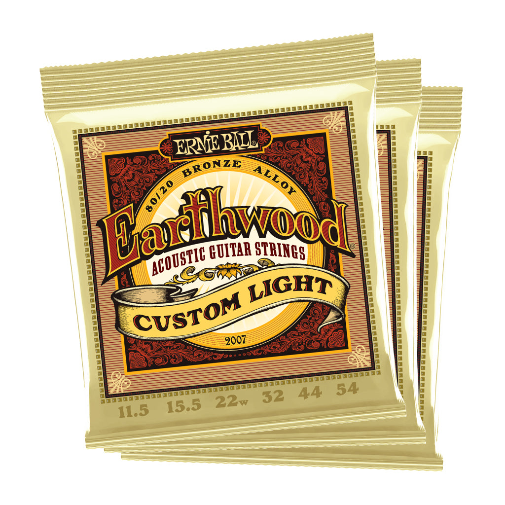 Ernie Ball Earthwood Custom Light Phosphor Bronze 11.5 54 Acoustic Guitar Strings 3 Pack