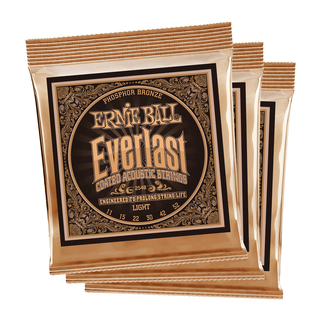 Ernie Ball Earthwood Light Phosphor Bronze 11 52 Acoustic Guitar Strings 3 Pack