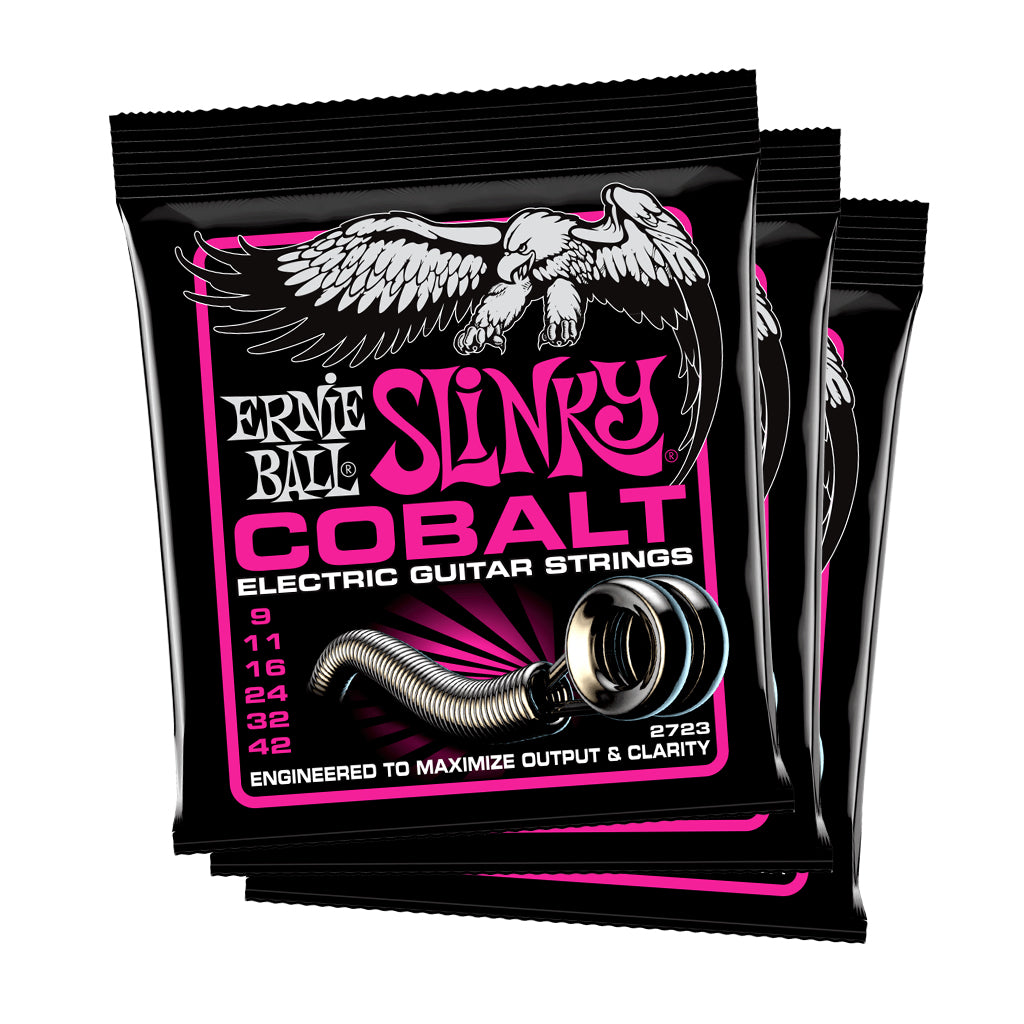 Ernie Ball Super Slinky Cobalt 9 42 Electric Guitar Strings 3 Pack