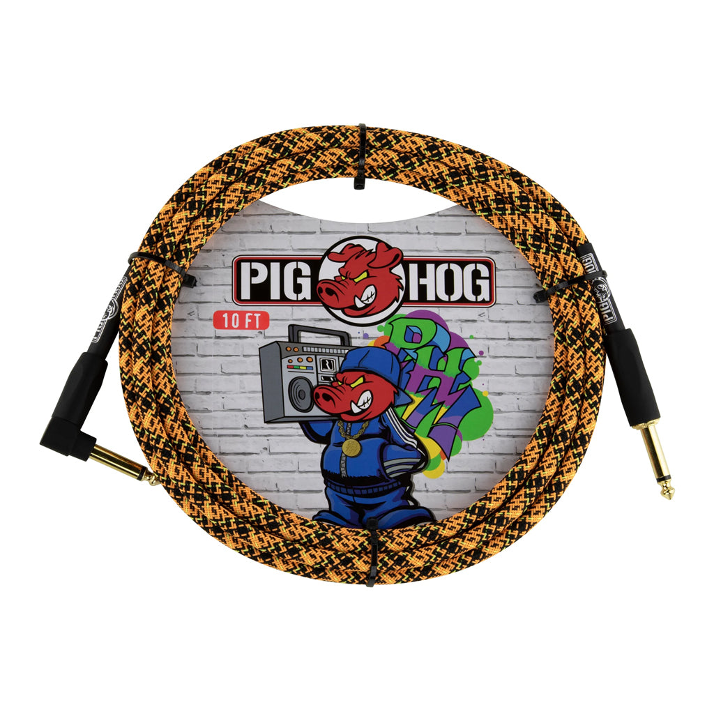 Pig Hog Graffiti Orange Instrument Cable 10ft RA