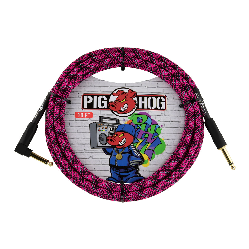 Pig Hog Graffiti Pink Instrument Cable 10ft RA