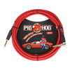 Pig Hog Instrument Cable 10' Right Angle Candy Apple Red