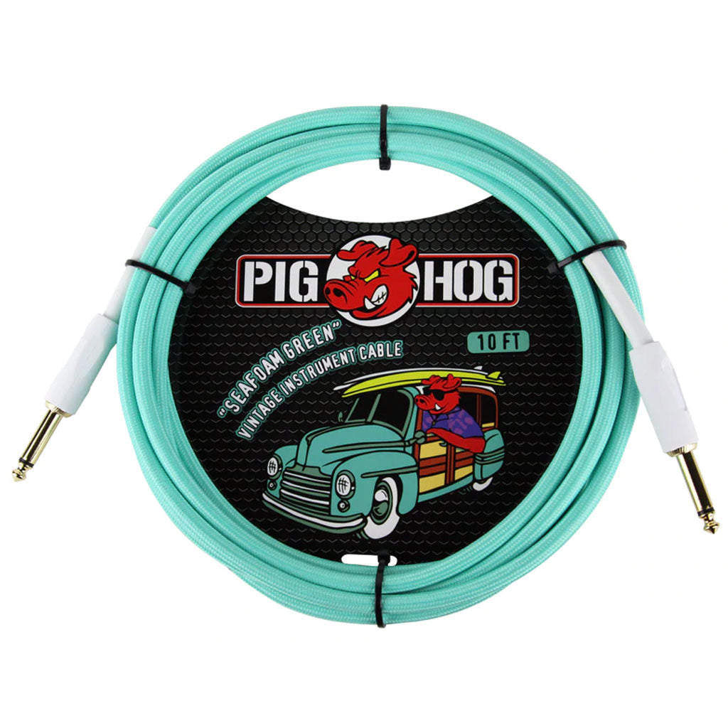 Pig Hog Instrument Cable 10' - Seafoam Green-Sky Music