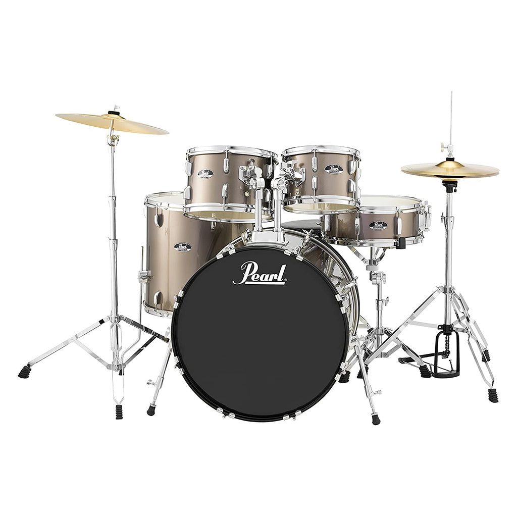 Pearl Roadshow 20&quot; 5-PCS Fusion Drum Kit with Hardware and Cymbals - Bronze Metallic-Sky Music