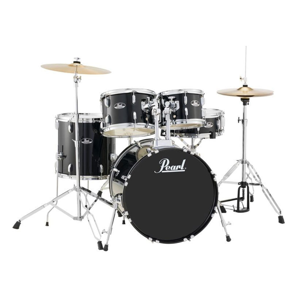 Pearl - Roadshow 20&quot; 5-PCS Fusion Drum Kit with Hardware and Cymbals - Jet Black