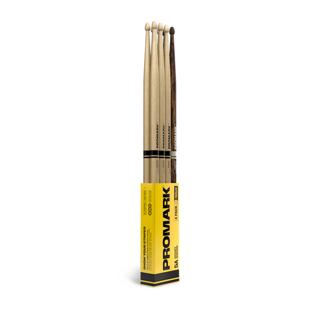 ProMark - Rebound 5A Wood Tip - 4 Pack (3 Hickory + 1 Firegrain)