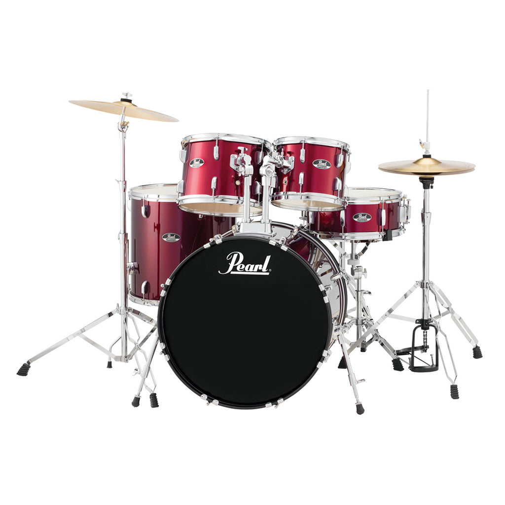 Pearl - Roadshow 20&quot; 5-PCS Fusion Drum Kit with Hardware and Cymbals - Red Wine