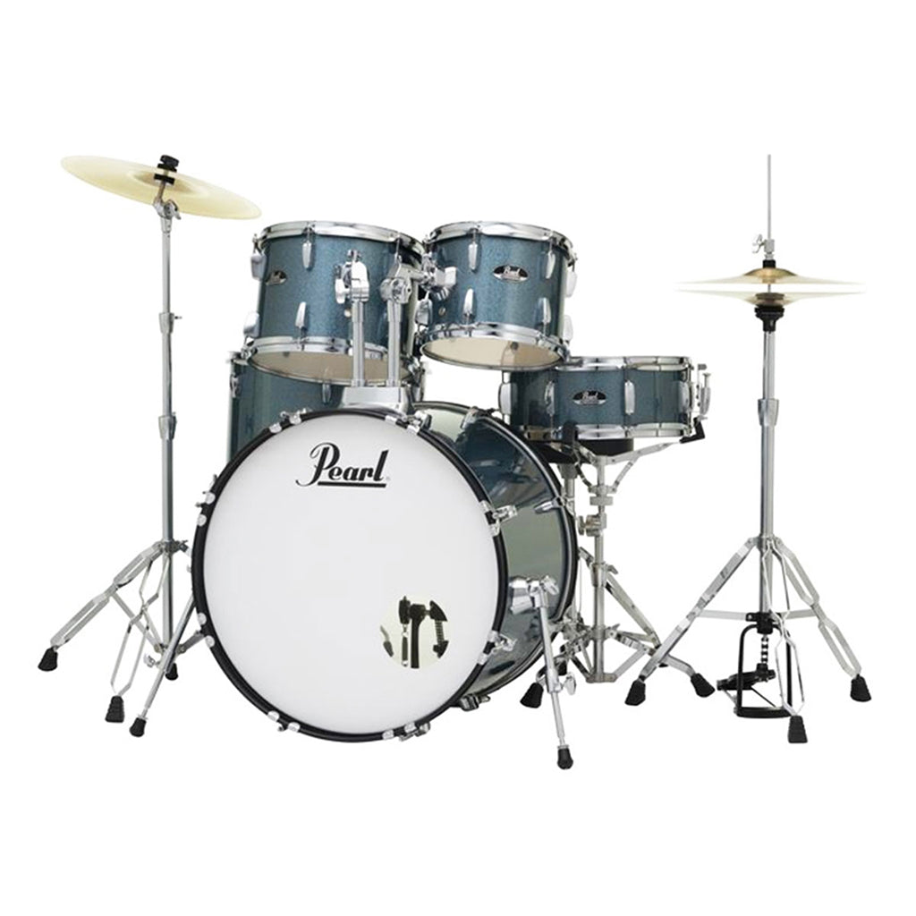 Pearl - Roadshow 20&quot; 5-PCS Fusion Drum Kit with Hardware and Cymbals - Aqua Blue Glitter