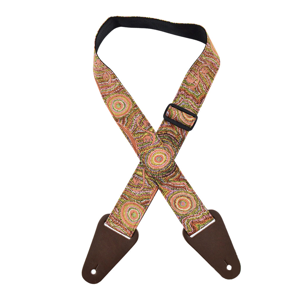 Colonial Leather Aboriginal Art Rag Strap Warlu Goanna Dreaming