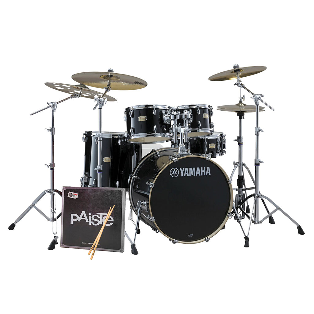 Yamaha - Stage Custom Birch Drum Kit 10/12/16/22/SN PST Pack +X18 - Raven Black