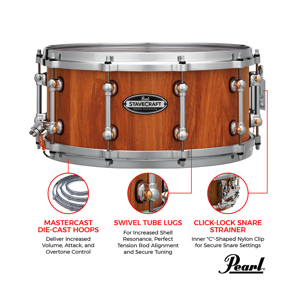 Pearl - 14"x5" StaveCraft Makha with Thai Oak DadoLoc - Snare Drum