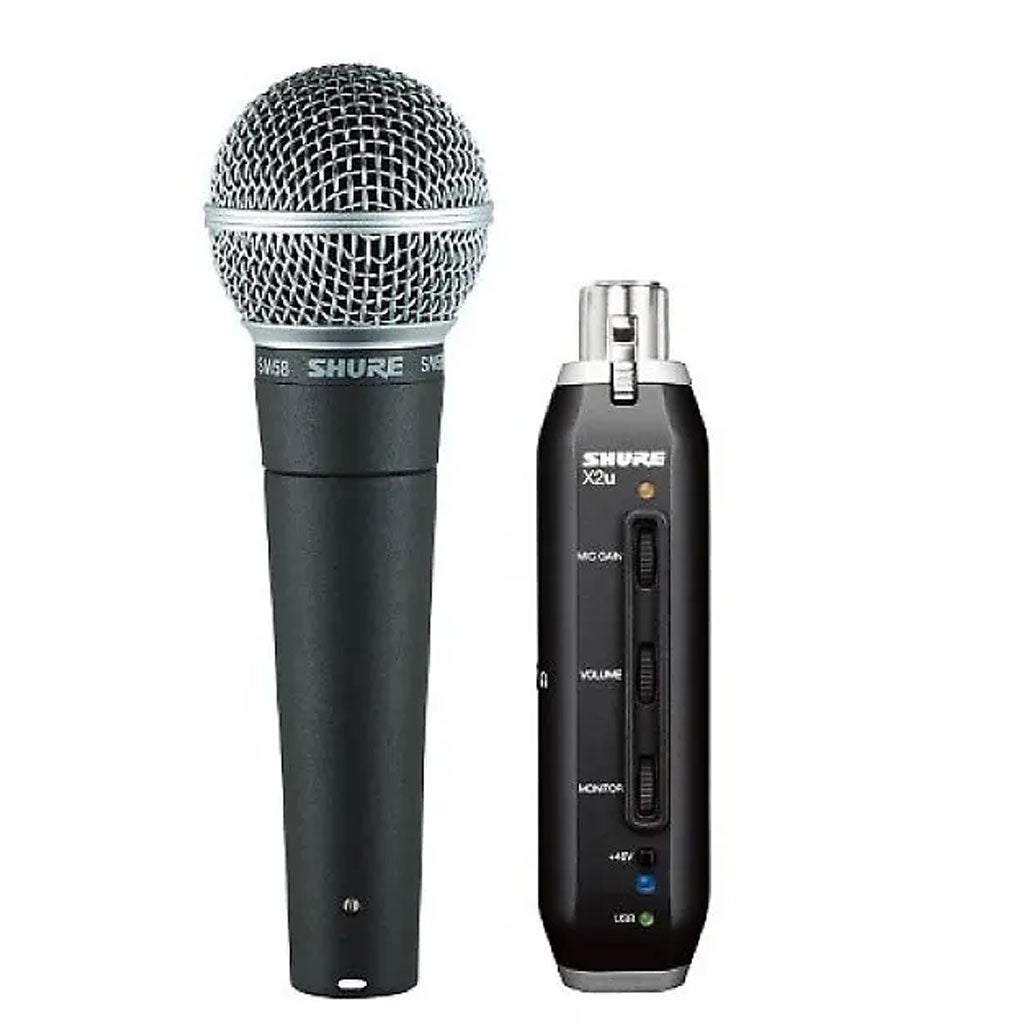 Shure SM58 Dynamic Vocal Microphone w X2U AUSB Adaptor