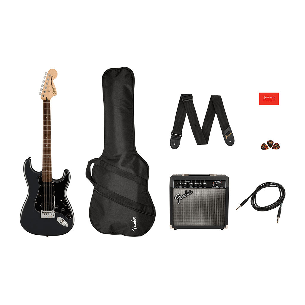 Squier Affinity Series™ Stratocaster® HSS Pack, Laurel Fingerboard, Charcoal Frost Metallic, Gig Bag, 15G - 240V AU