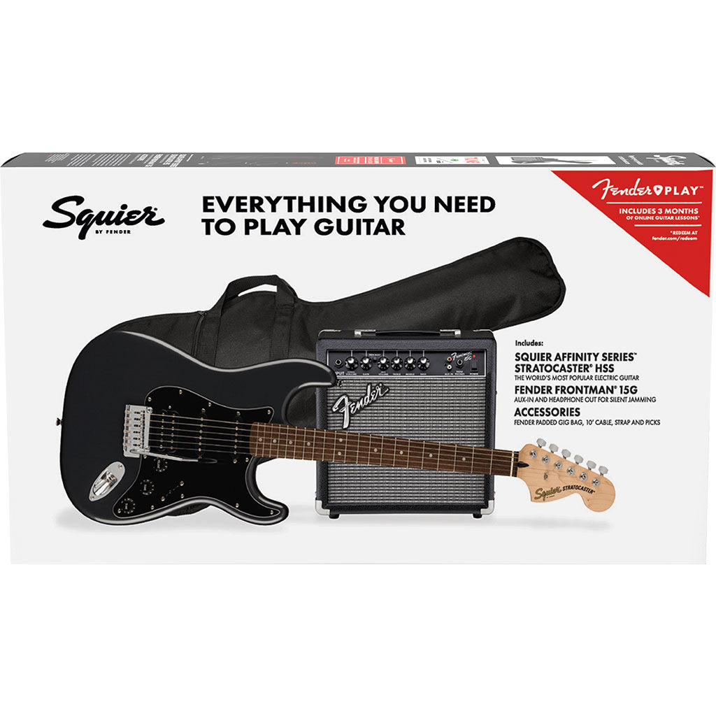 Squier Affinity Series™ Stratocaster® HSS Pack, Laurel Fingerboard, Charcoal Frost Metallic, Gig Bag, 15G - 240V AU