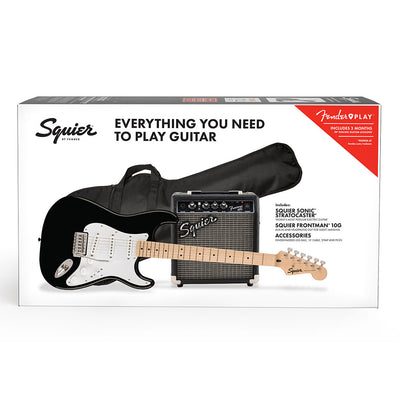 Squier Sonic™ Stratocaster® Pack, Maple Fingerboard - Black, Gig Bag 10G - 240V AU