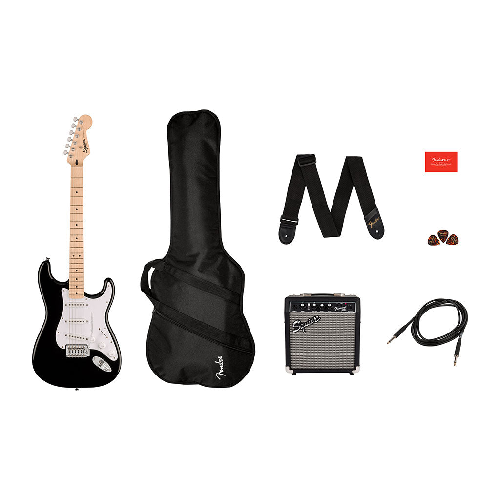 Squier Sonic™ Stratocaster® Pack, Maple Fingerboard - Black, Gig Bag 10G - 240V AU