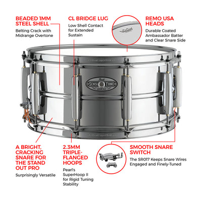 Pearl - 14"x6.5" Sensitone Heritage Alloy - Snare Drum, Steel