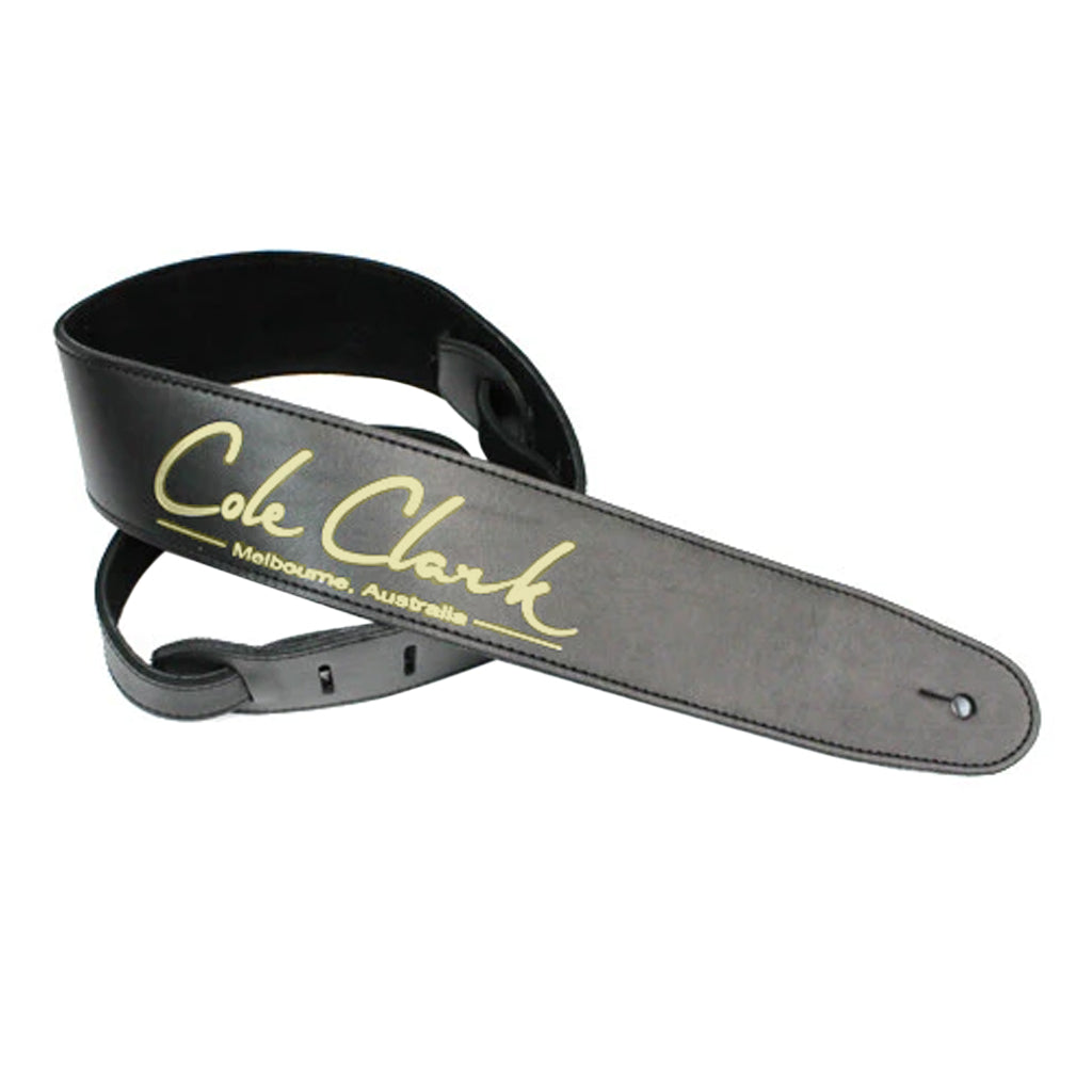Cole Clark STRAP-L-BLK 2.5" Leather Strap Black with Gold