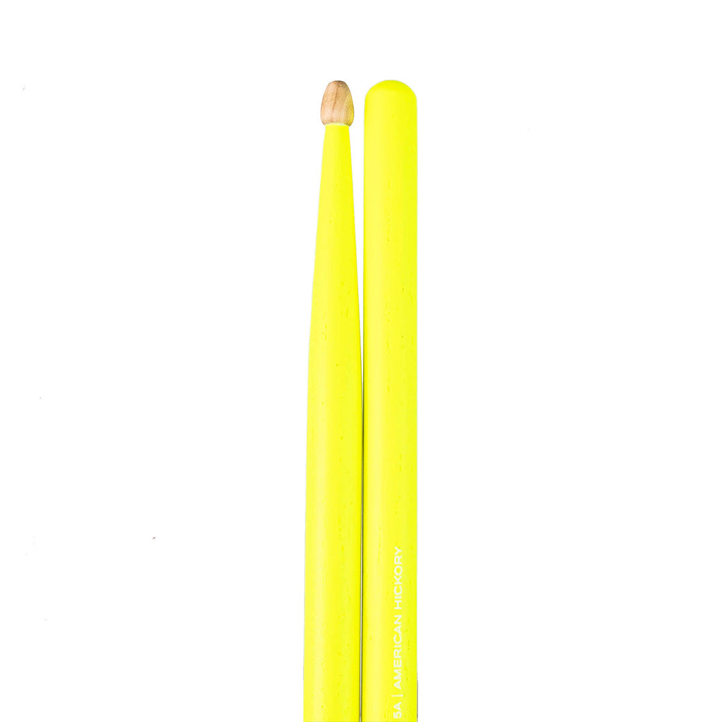 Total Percussion - 5A Drumsticks - Wood Tip, Fluoro Yellow
