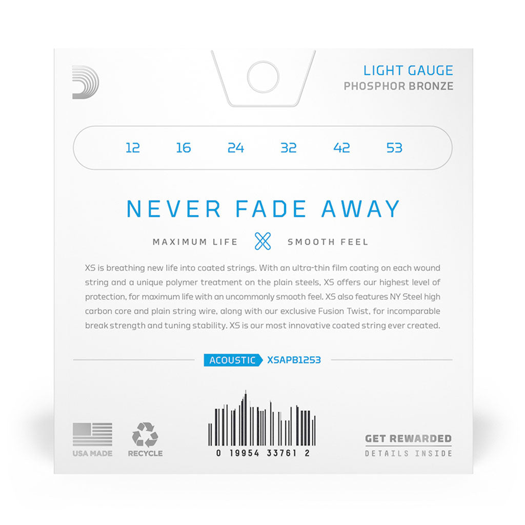 D'Addario - XS Phosphor Bronze - Acoustic Guitar Strings - 12-53